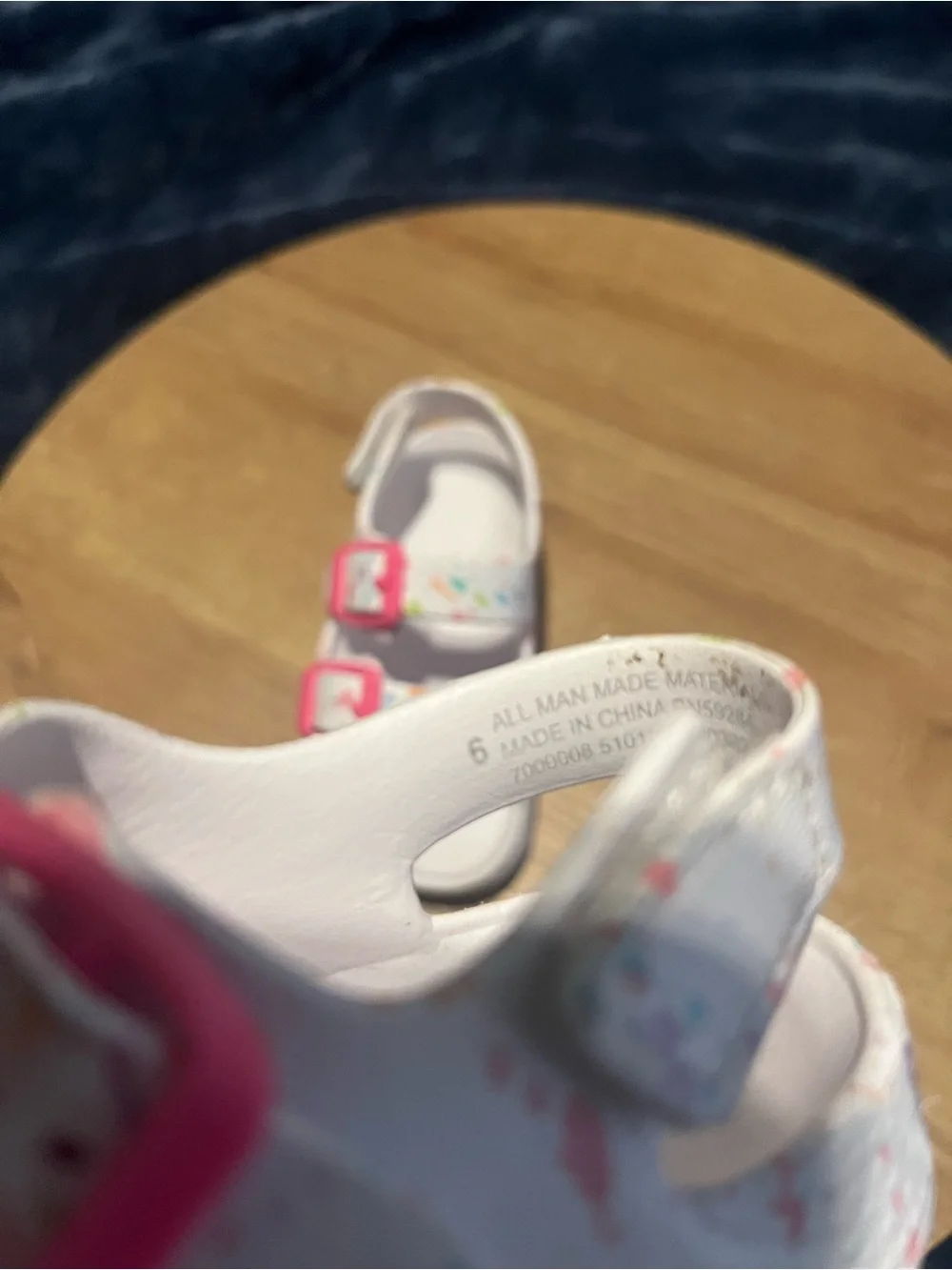 The Children's Place White Sandals with Pink Buckles and Confetti Print